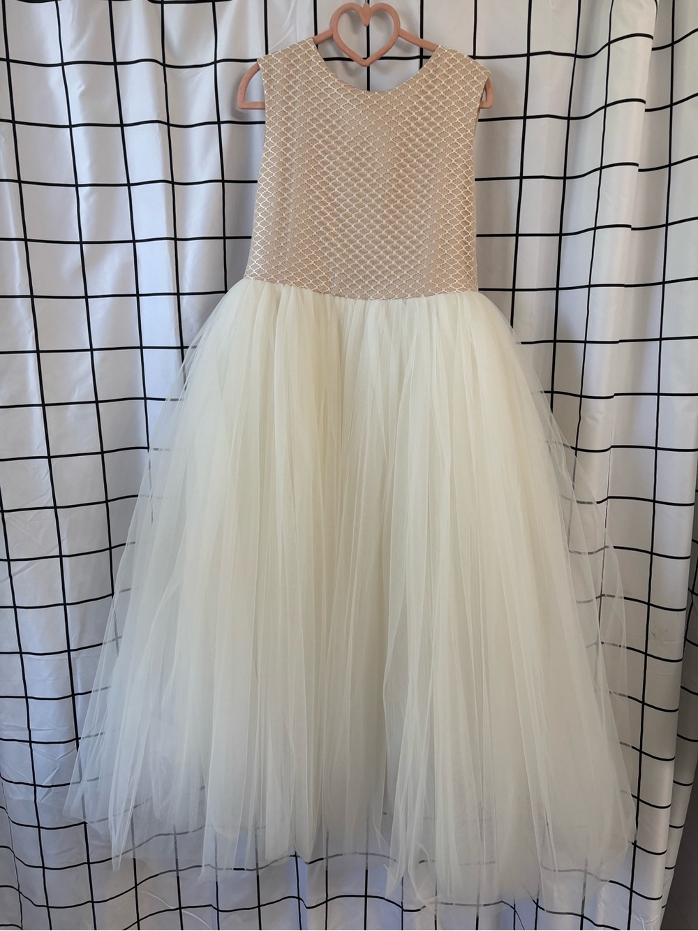 Girls Sleeveless Tulle Formal Dress in Ivory and Champagne from Mini Me & Mama